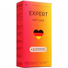 Презервативы с разогревающим эффектом «Hot Love», 12+3 штуки, Expert 201-0595, из материала Латекс, длина 18 см.