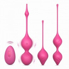 Вагинальные шарики с вибрацией «Vibrating Kegel Ball Set Remote Controlled» на радиоуправлении, цвет розовый, AKB002RE, бренд Tracy`s Dog, из материала Силикон, диаметр 3.9 см.