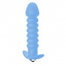 Голубая анальная вибропробка «Twisted Anal Plug», общая длина 13 см, 5007-02lola, из материала Силикон, цвет Голубой, длина 13 см.