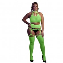      Two Piece with Crop Top and Stockings,  ,  XL/4XL, Shots Media OU838GLOOSX,   