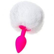 Анальная втулка с белым пушистым хвостиком «Sweet bunny», цвет розовый, ToyFa 357015, из материала Силикон, длина 13 см.