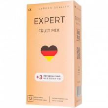 Презервативы «EXPERT Fruit Mix» 12шт, с ароматом клубники и апельсина, 921/1, из материала Латекс, длина 13 см.