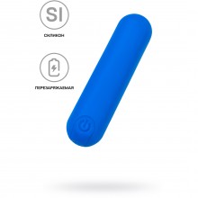 Мультискоростная синяя вибропуля «A-Toys Nep», длина 8 см, ToyFa 761061, из материала Силикон, цвет Синий, длина 8 см.