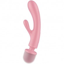 Мощный вибратор-кролик «Triple Lover» с массажером для тела, цвет розовый, 4018218, бренд Satisfyer, из материала Силикон, длина 23.7 см.