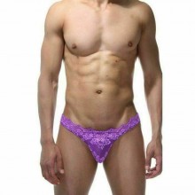 Мужские трусы тонги фиолетовые кружевные, размер S/M, LBLNQ-15411-SM, бренд La Blinque, цвет Фиолетовый