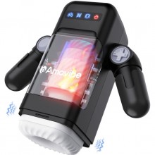 Автоматический робот-мастурбатор «Amovibe Game Cup» с нагревом, черный, Amovibe AM-V1615, из материала TPE, длина 23.5 см., со скидкой