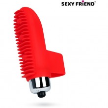 Вибронасадка на палец «Sexy Friend Love Play», Sexy Friend SF-40202, из материала Силикон, цвет Красный, длина 8 см.