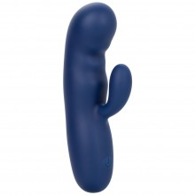 Ультрамягкий вибратор-кролик для женщин «Cashmere Silk Duo» с клиторальной стимуляцией, цвет синий, материал силикон, California Exotic Novelties SE-4364-20-3, длина 18 см.