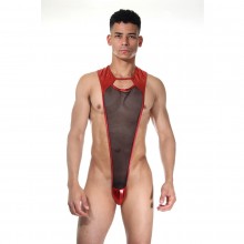 Красно-черное мужское боди полупрозрачное, La Blinque LBLNQ-15435-LXL, из материала Ткань, L/XL