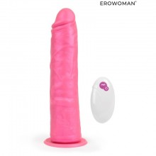 Реалистичный вибромассажер на пульте ДУ, 10 режимов вибрации, Erowoman LET-14009, бренд Bior Toys, цвет Розовый, длина 22 см.