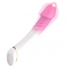 Вибромассажер женский для точки G, цвет бело-розовый, Silicone Toys USK-V23, из материала Силикон, цвет Мульти, длина 20.5 см.