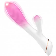 Бело-розовый вибромассажер-кролик, 9 режимов вибрации, Silicone Toys usk-v25, длина 20.5 см.