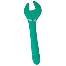 Двухсторонний вибромассажер «Wrench Masseger» в виде гаечного ключа, цвет зеленый, материал силикон, Erokey w105-gren, бренд Erokay, длина 24.3 см.