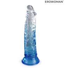 Фаллоимитатор гелевый на присоске, цвет синий, Bior Toys let-14005, из материала TPE, коллекция Erowoman - Eroman, длина 20.5 см.