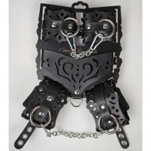 BDSM-набор из натуральной кожи с ажурными узорами, Crazy handmade ch-23037, из материала Кожа, цвет Черный