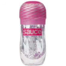 Мастурбатор рельефный для интенсивной стимуляции «Sauce Hot», цвет прозрачный, Sauce 150619, из материала CyberSkin, длина 16 см.