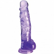 Гелевый фаллоимитатор с мошонкой «King Cock Clear 8», цвет фиолетовый, PipeDream 5471230000, длина 22.2 см., со скидкой