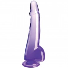 Гелевый реалистичный фаллоимитатор «King Cock Clear» с мошонкой, цвет фиолетовый, 5472120000, из материала TPE, длина 27.9 см.