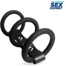 Кольцо эрекционное «Cock Ring», цвет черный, Sex Expert sem-55262, из материала Силикон, диаметр 4 см.