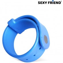 Кольцо эрекционное ремешок «Love Play», Sexy friend sf-40204, из материала Силикон, цвет Голубой, длина 23.5 см.