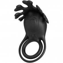 Эрекционное кольцо «Ruben» с вибрацией и кольцом для мошонки, цвет черный, материал силикон, Baile BI-210311-1, длина 8.5 см.