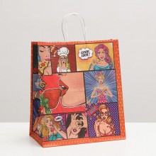 Пакет подарочный крафтовый «Pop Art», 7090687, бренд Сувениры, длина 37 см.