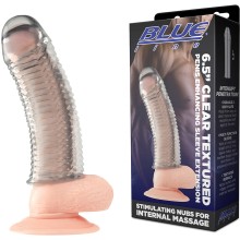 Текстурированная насадка на пенис «Penis Enhancing Sleeve Extension», без кольца, цвет серый, BLM4025, длина 16.5 см.