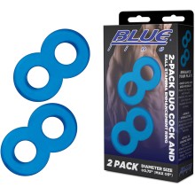 Пара колец «Duo Cock And Ball Stamina Enhancement Ring» 8-образной формы, цвет синий, BLM4026-BLU, бренд BlueLine, из материала Резина