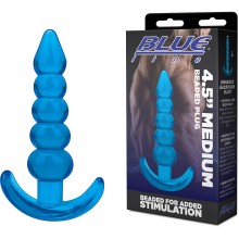Анальная елочка «4,5in Medium Beaded Plug» с ограничителем, цвет синий, BLM4039-BLU, бренд BlueLine, из материала Резина, длина 11.5 см.