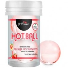Интимный гель «Aromatic Hot Ball» с ароматом и вкусом клубники с шампанским, 2 шт х 3 г, HotFlowers HC582, из материала Масляная основа