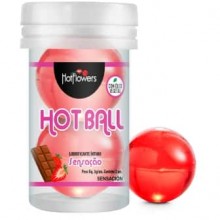 Интимный гель «Aromatic Hot Ball» с ароматом и вкусом клубники в шоколаде, 2 шт х 3 г, HotFlowers HC587, цвет Красный