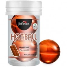 Интимный гель «Aromatic Hot Ball» с ароматом и вкусом шоколада, 2 шт х 3 г, HotFlowers HC588, из материала Масляная основа, цвет Коричневый
