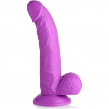 Реалистичный фаллоимитатор «Pop Peckers 7.5 Dildo With Balls» на присоске, цвет фиолетовый, XRAG767-Purple, из материала ПВХ, длина 21.5 см.