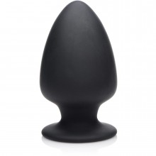Большая мягкая анальная пробка «Squeeze-It Silicone Anal Plug Large», размер L, XR Brands XRAG329-Large, из материала Силикон, цвет Черный, длина 13.2 см.