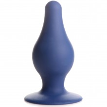 Гибкая анальная пробка «Squeeze-It Squeezable Tapered Large Anal Plug», размер L, цвет синий, XR Brands XRAH012-Large, из материала Силикон, длина 10.4 см.