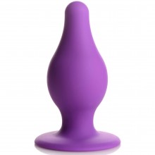 Мягкая гибкая анальная пробка «Squeeze-It Squeezable Tapered Medium Anal Plug», размер M, цвет фиолетовый, XR Brands XRAH012-Med, из материала Силикон, длина 9.4 см.