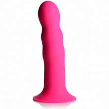Гибкий волнистый фаллоимитатор «Squeeze-It Wavy Dildo», цвет розовый, XR Brands XRAG328-Pink, из материала Силикон, длина 18.3 см.