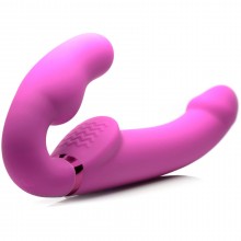 Надувной безремневой страпон «Inflatable Ergo-Fit» с вибрацией, цвет розовый, XR Brands XRAF935, из материала Силикон, длина 24 см.