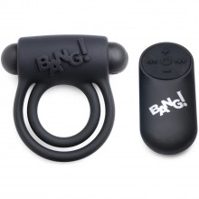 Эрекционное виброкольцо «Bang 28X Remote Control Vibrating Cock Ring & Bullet» с дистанционным управлением, цвет черный, XR Brands XRAG572-Black, коллекция Bang!, длина 7.6 см.