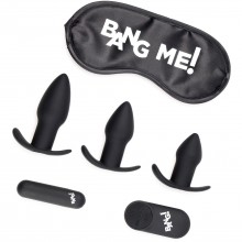 Набор с анальными вибро-стимуляторами «Bang 28X Backdoor Adventure Remote Control 3 Piece Butt Plug Vibe Kit», цвет черный, XR Brands XRAG577, из материала Силикон, коллекция Bang!, длина 9 см.