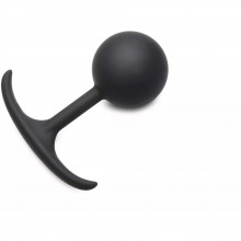 Круглая анальная пробка «Heavy Hitters Comfort Plugs Premium Silicone Weighted Round Plug» с утяжелением, XL, XR Brands XRAH073-XL, из материала Силикон, цвет Черный, длина 12 см.