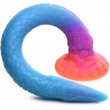 Фантазийный анальный стимулятор «Creature Cocks Makara Glow-in-the-Dark Snake Dildo», цвет голубой, XR Brands XRAH149, из материала Силикон, длина 46.4 см.