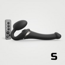 Гибкий страпон «Multi Orgasm Bendable Strap-on» с имитацией оральных ласк и вибрацией, size S, Strap-on-me 6017340, из материала Силикон, цвет Черный, длина 14.7 см.