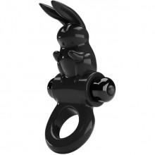 Вибрирующее кольцо «Pretty Love Exciting Ring» со стимулятором клитора в виде кролика, цвет черный, Baile BI-210245, длина 9.2 см.