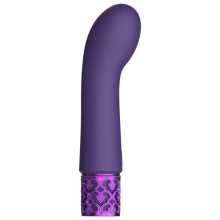 Вибропуля перезаряжаемая «Bijou» с изгибом, цвет фиолетовый, ROY007PUR, бренд Shots Media, длина 12 см.