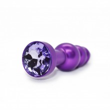 Фиолетовый анальный стимулятор-елочка со стразом, цвет фиолетовый, металл, TAP-0964, бренд OEM, длина 11.3 см.