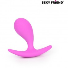 Изогнутая анальная пробка «Sexy Friend Love PLay» с ограничителем, цвет розовый, материал силикон, SF-70294, длина 5.5 см.