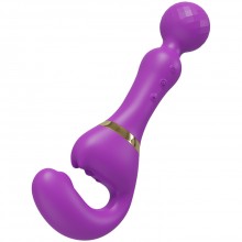 Двусторонний вибромассажер «Duo» для принудительного оргазма, цвет фиолетовый, Eroticon AV034, из материала Силикон, длина 25 см.