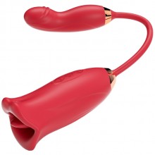 Клиторальный стимулятор «Eroticon Lovely» с язычком и мини-вибратором, цвет красный, RF37-RD, из материала Силикон, длина 24 см.