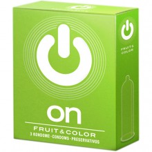Презервативы «ON Fruit&Color» ароматизированные, 3 шт, R&s consumer goods gmbh 3005, бренд R&S Consumer Goods GmbH, из материала Латекс, цвет Прозрачный, длина 18.5 см.
